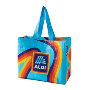 🌈 Free with Purchase* Aldi Rainbow Retro Large tote Bag NWT